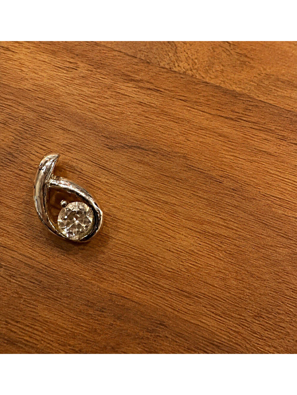Silver-Tone Clear Rhinestone Teardrop Pendant Charm Costume Jewelry